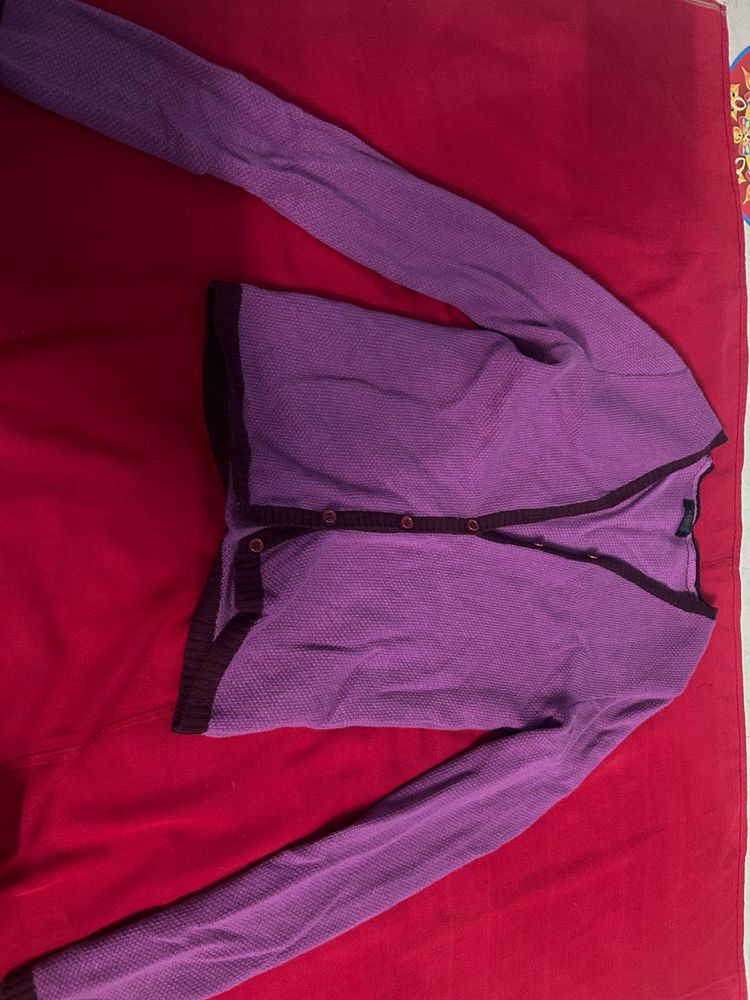 Purple Cardigan Sweater