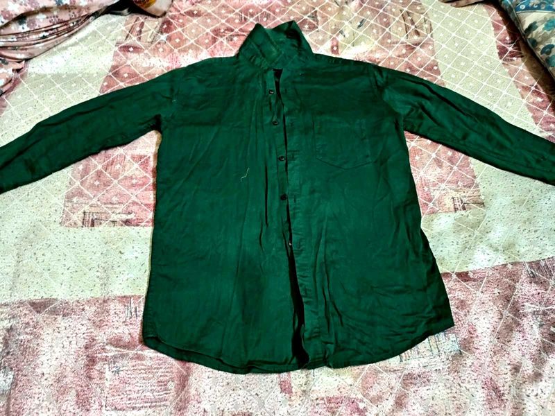 Elegant Forest Green Cotton Shirt | Unisex
