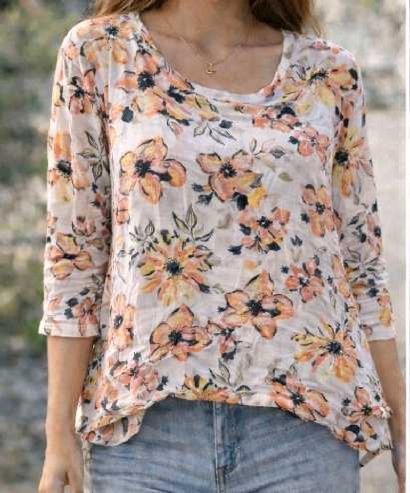 Floral Print 3/4 Sleeve Top