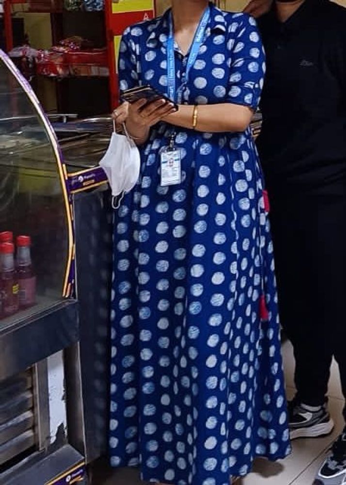 Blue Polka Dot Maxi Dress