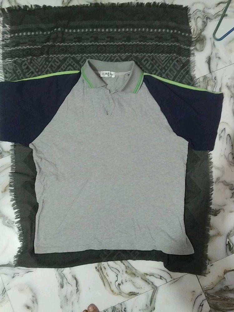 Gray &amp; Navy Raglan Sleeve Polo