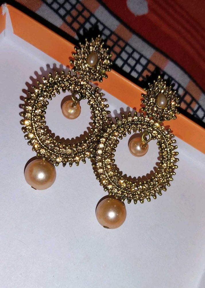 Gold Tone &amp; Faux Pearl Earrings