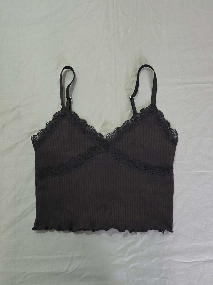 Black Lace Trim Cami Top