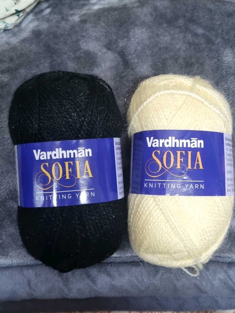 Set Of 2 Vardhman Knitting Yarn Black &amp; Cream