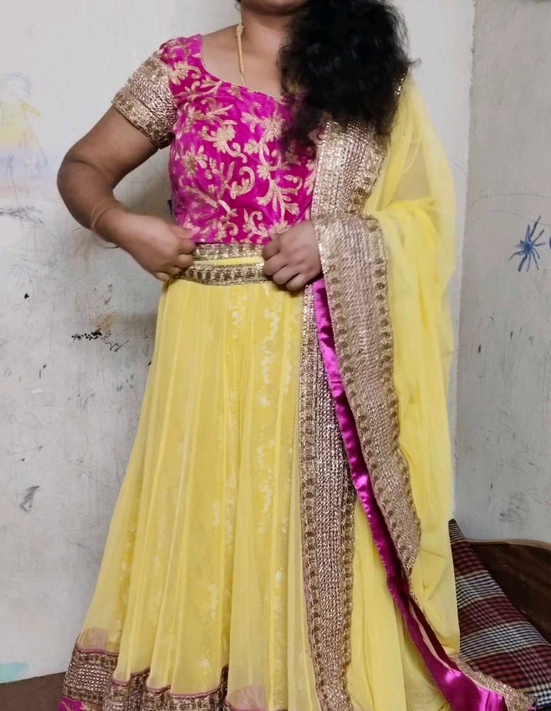 Yellow &amp; Pink Lehenga Choli