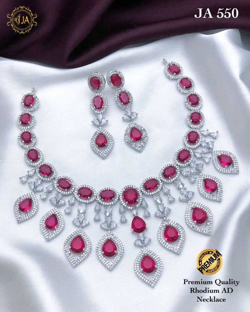 Elegant Rhodium AD Necklace Set