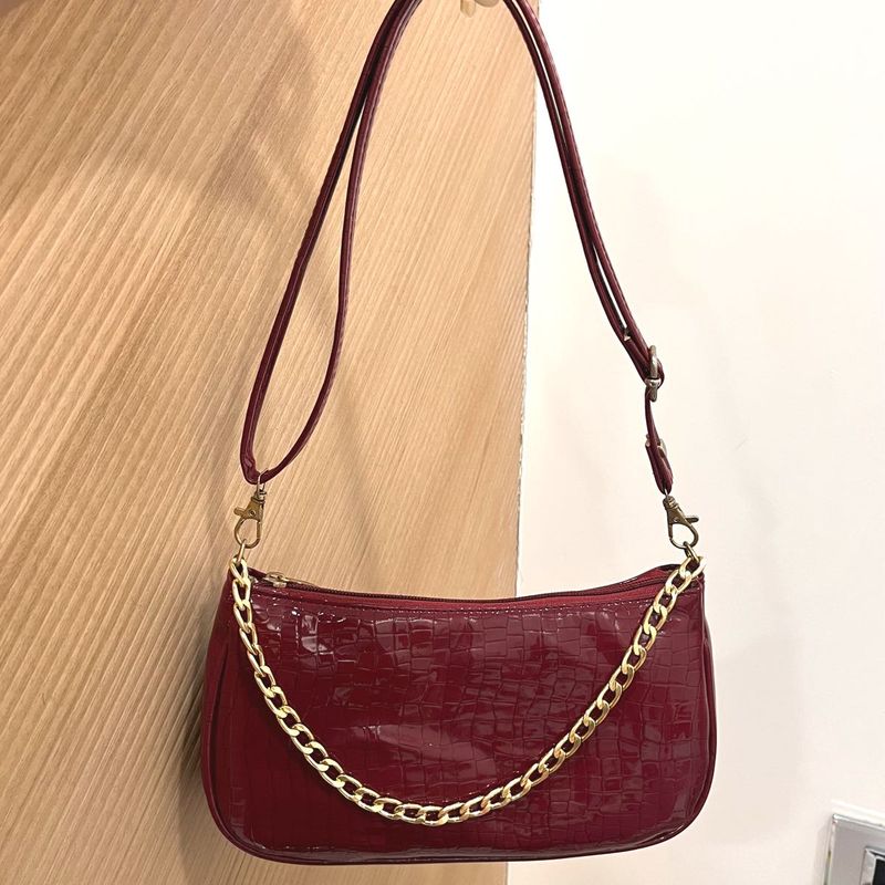 cherry red shoulder purse