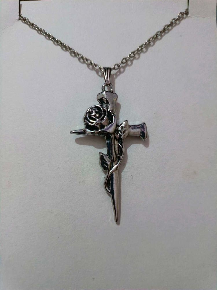 Rose &amp; Dagger Cross Necklace
