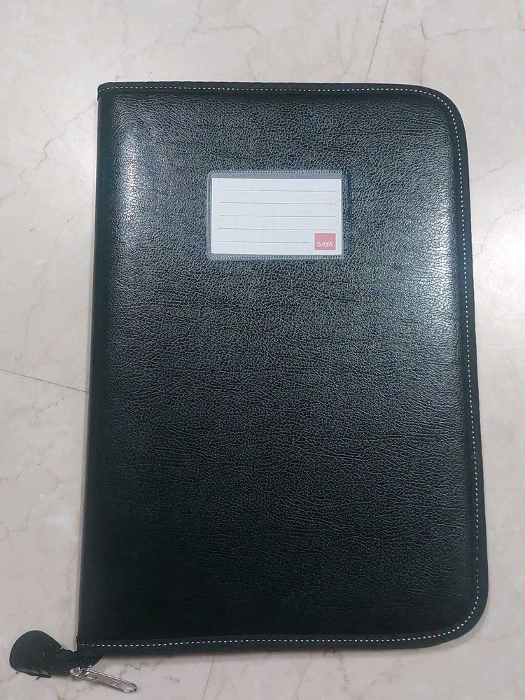 Black Leather Portfolio Case - Fools cape Size