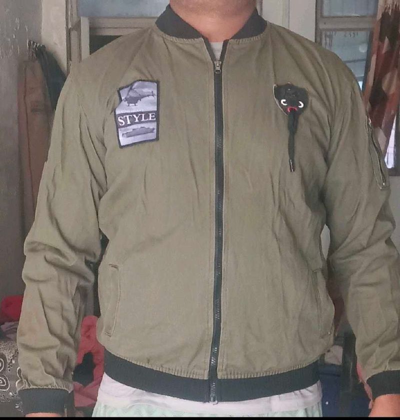 Stylish Olive Green Bomber Jacket