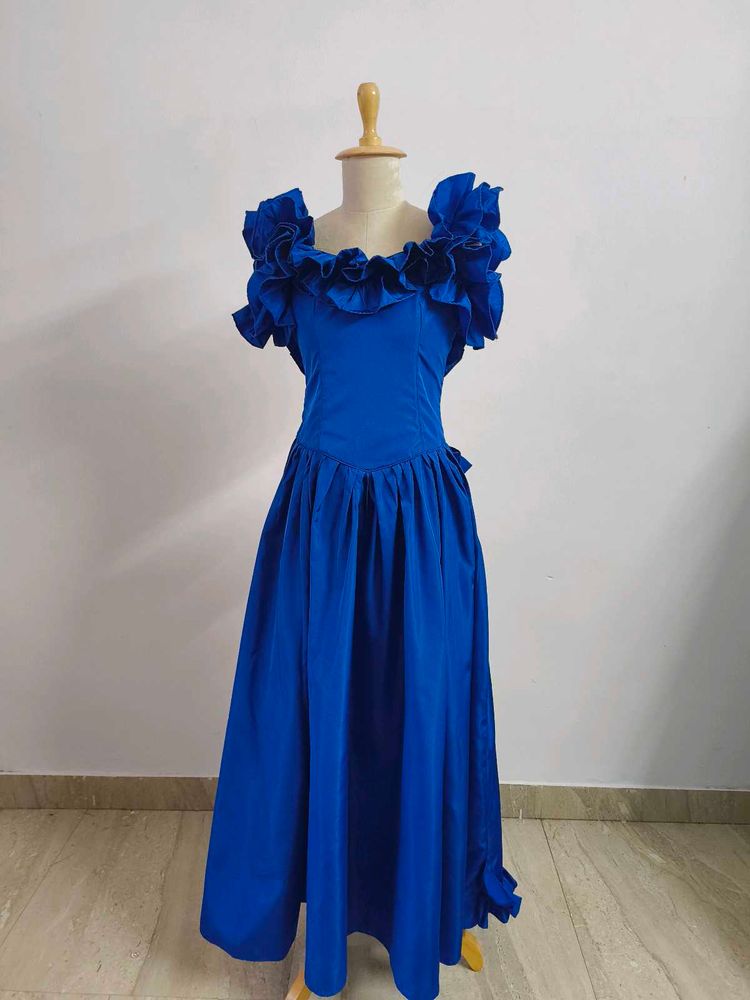 Vintage Blue Ruffle Dress