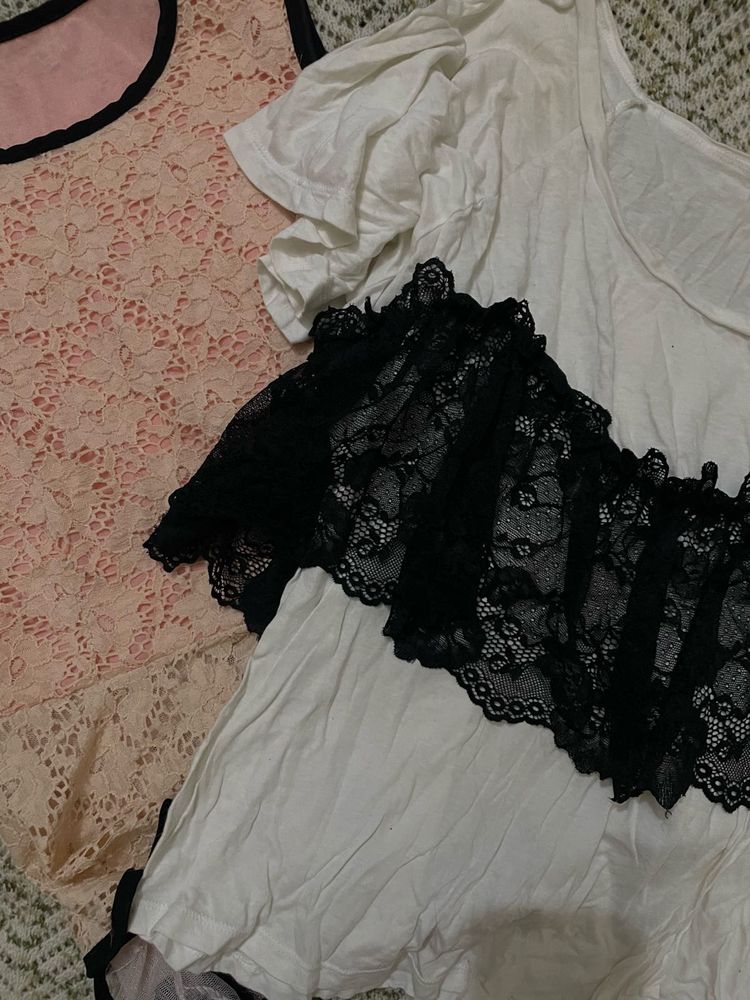 2 Fancy Lace Tops Combo 🩷