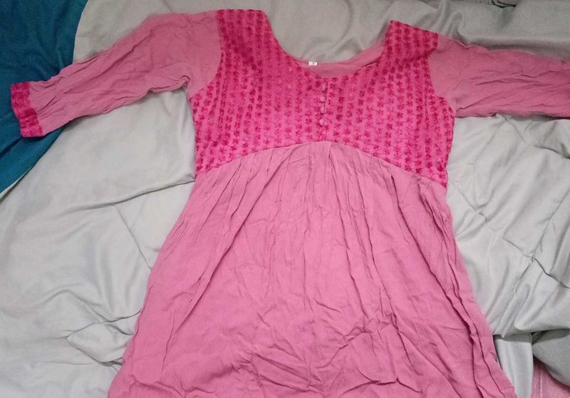 Pink Embellished Anarkali Kurta