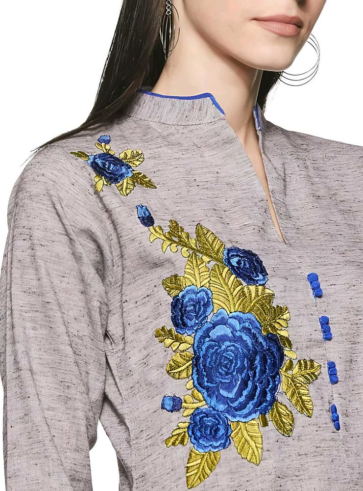 💙🩶 Khadi Look Embroidered Kurta