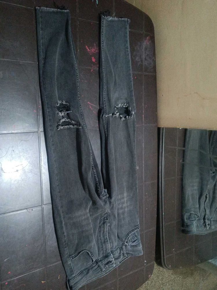 Ripped Black Denim Jeans