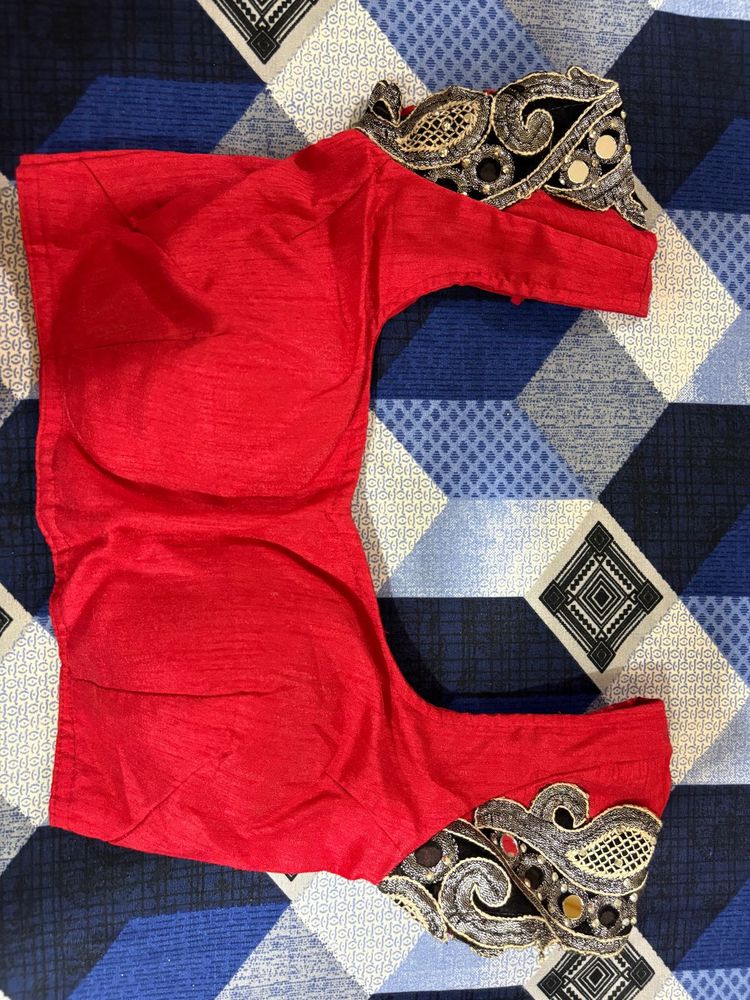 Red Embellished Sari Blouse