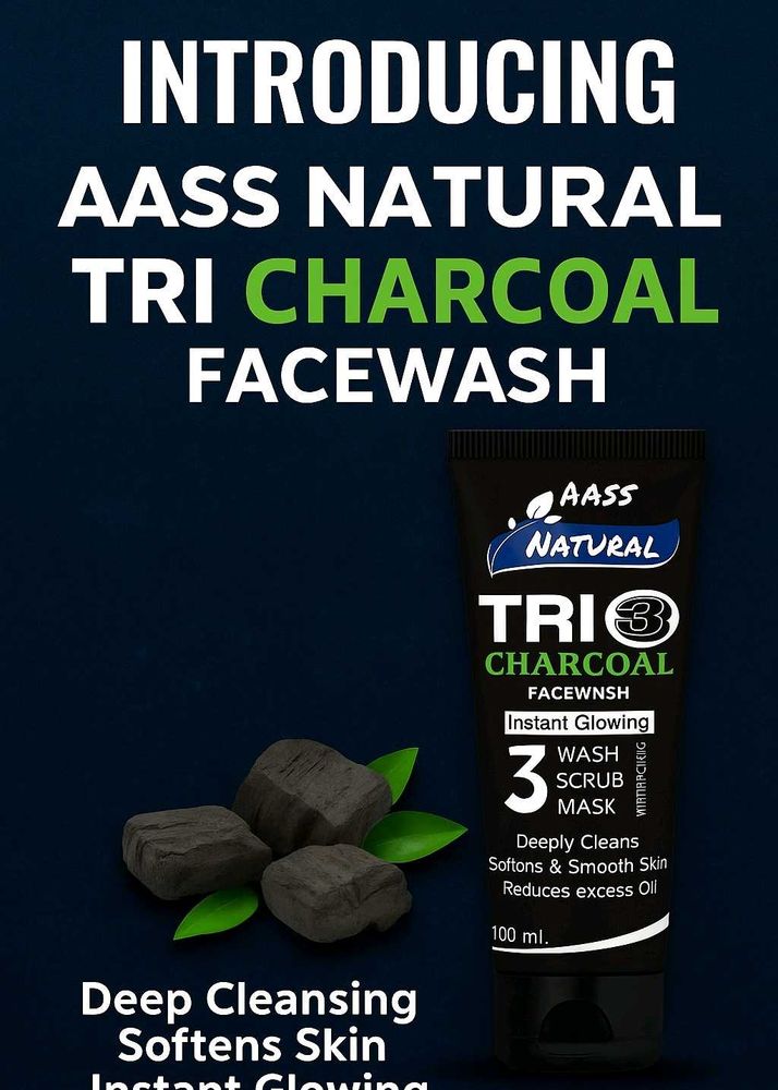 AASS Natural Tri Charcoal Facewash - 3-in-1 Skinca