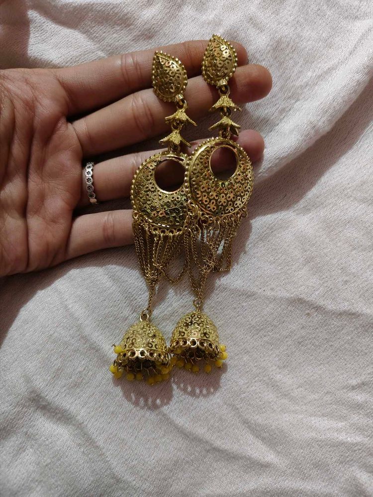 Golden Jhumka Earrings