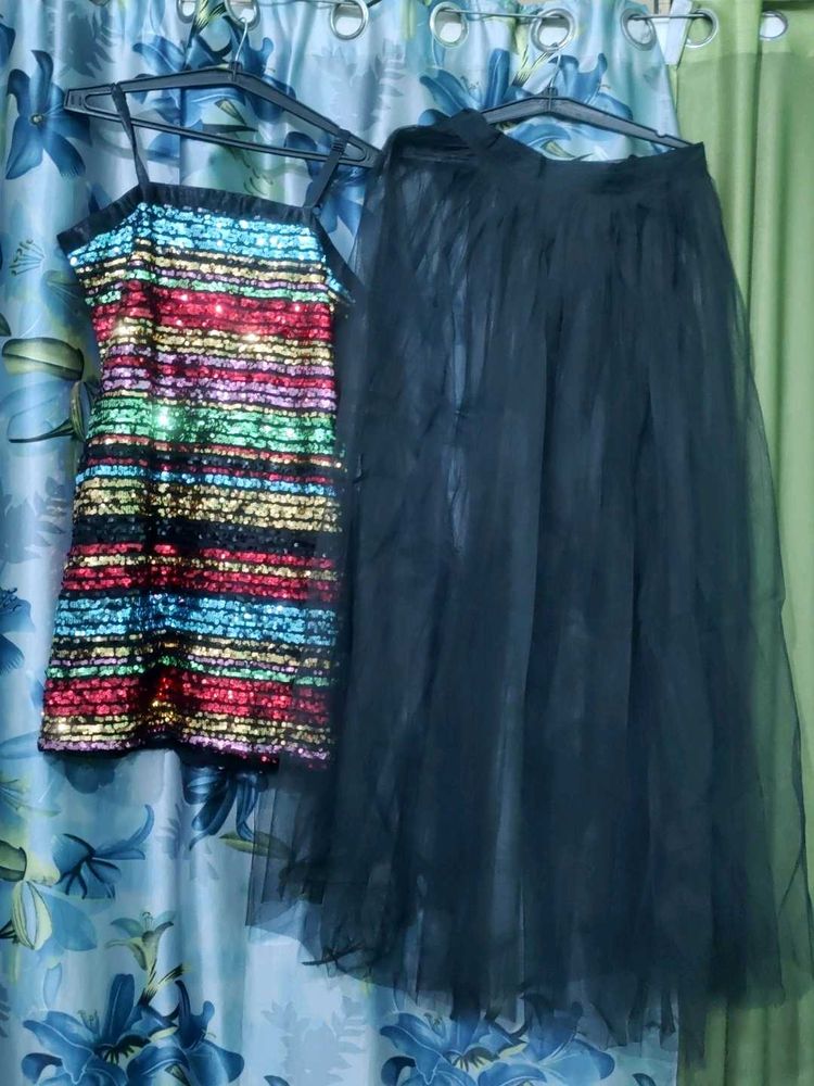 Sequin Top &amp; Tulle Skirt Set