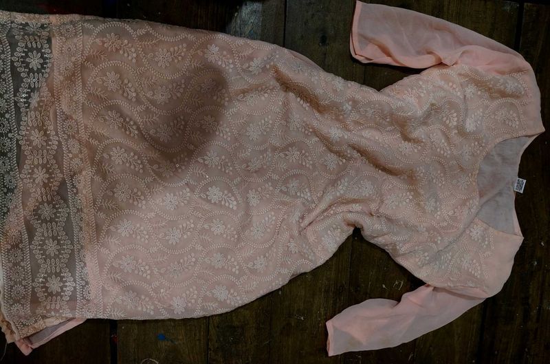 Peach Embroidered Kurti