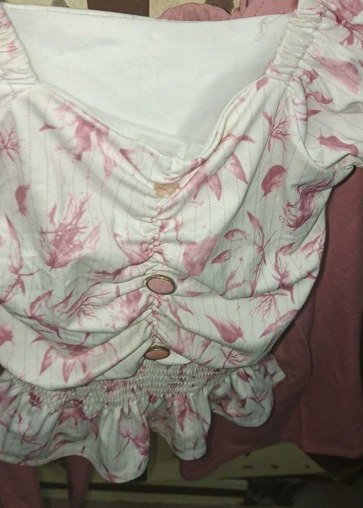 Floral Button-Up Crop Top