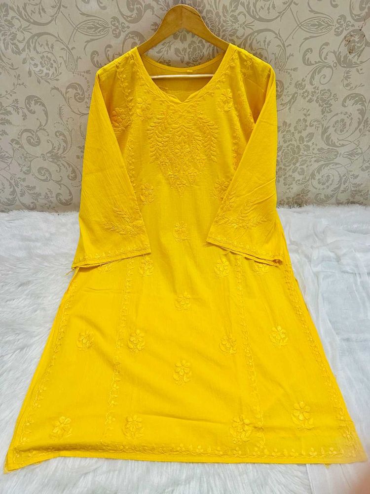 Yellow Embroidered Kurta
