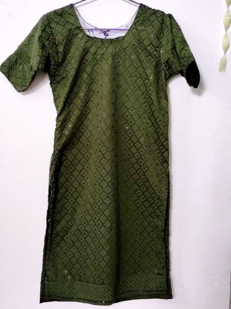 Embroidery Green Kurta