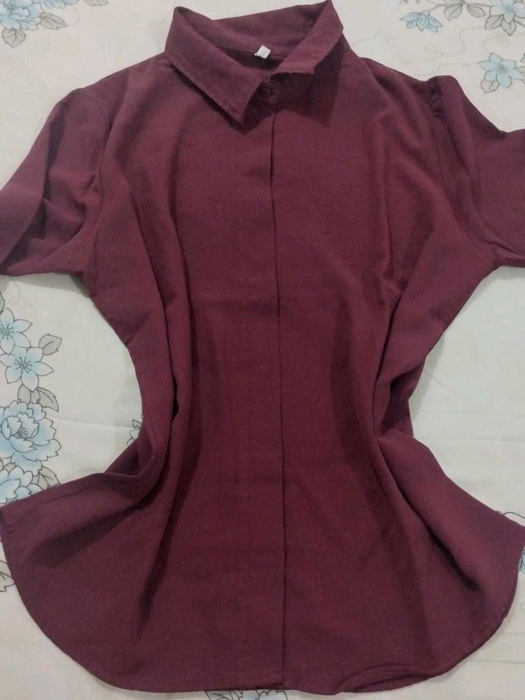 Burgundy Button-Down Shirt