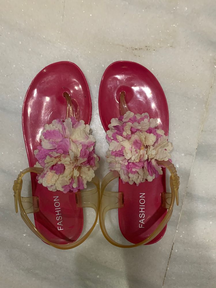 Pink Flower Flip Flops