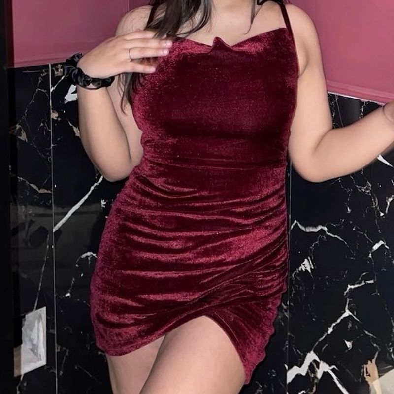 wine velvet dress