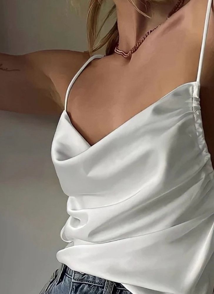 Y2K Pinterest Cowl neck white Crop top