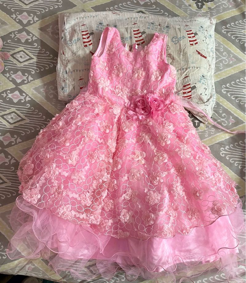 Pink Flower Girl Dress