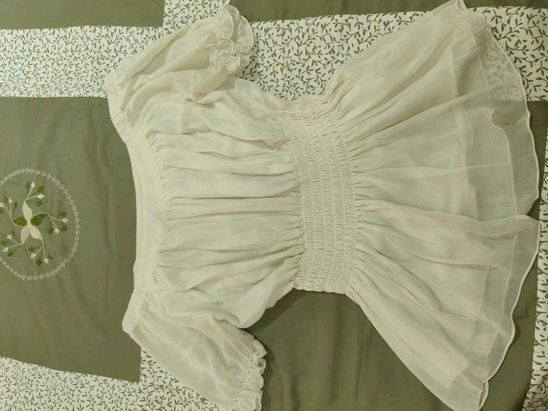 White Flowy Top with off shoulder detailing