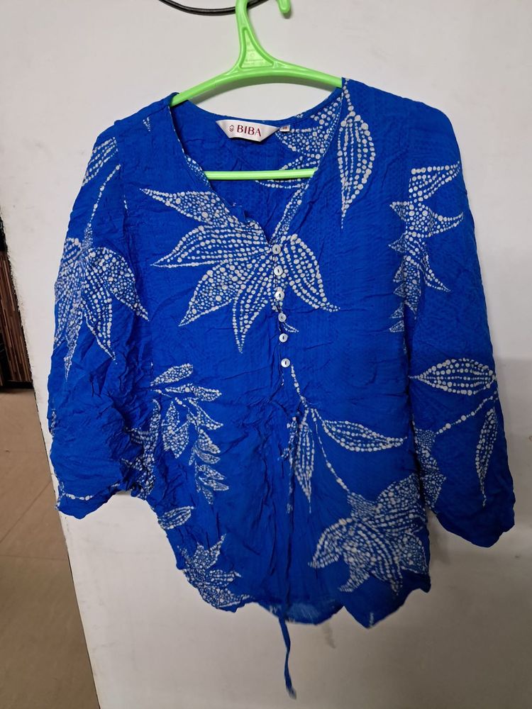 Biba Size 38 Blue Kaftan Top