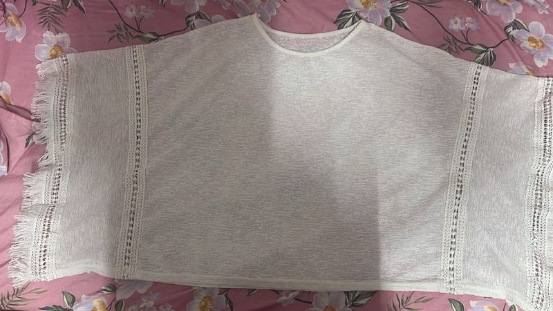 White Fringe Trim Top