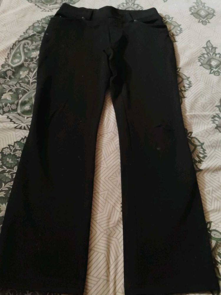 Black Pull-On Flare Leg Pants