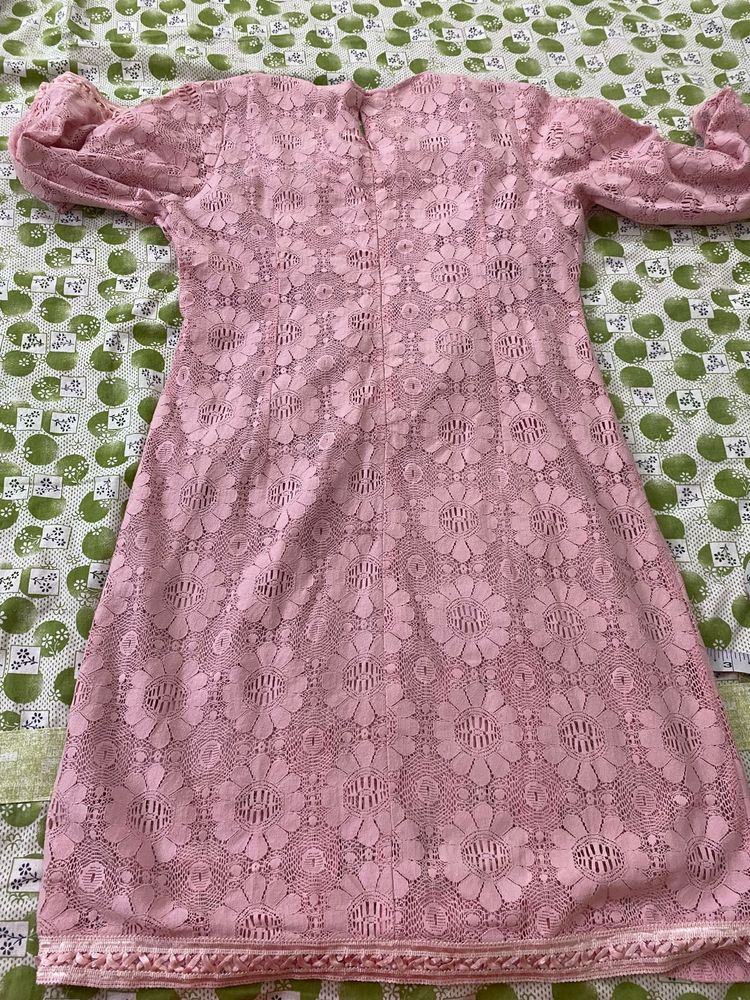 Pink Floral Lace Dress