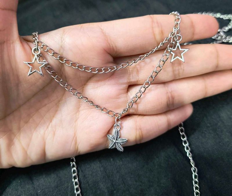 FREE SHIPPING..Star Layered Necklace and Bracelet.