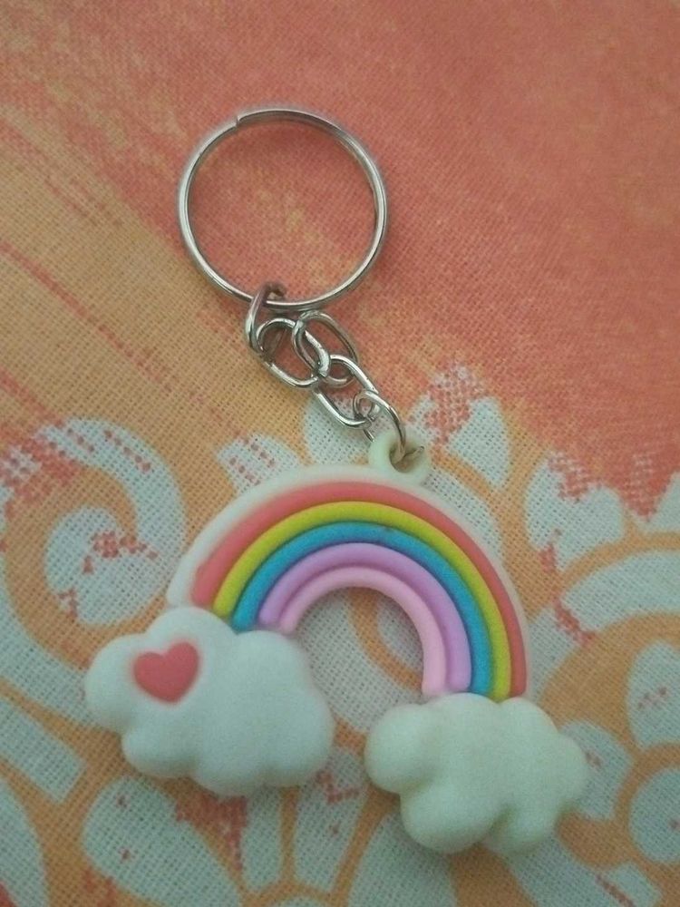Rainbow Cloud Keychain