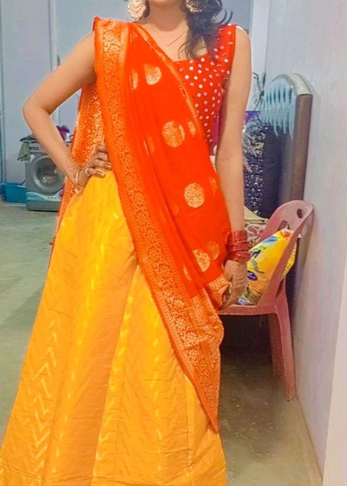 Orange &amp; Yellow Lehenga