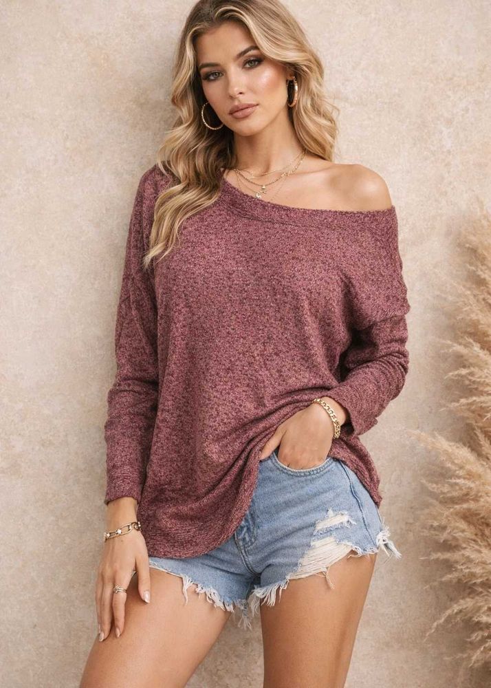 🎀Imported Maroon Knit Long Sleeve Top ()