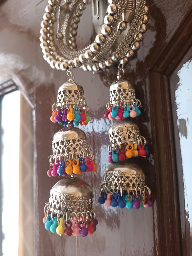 Silver Jhumka Earrings