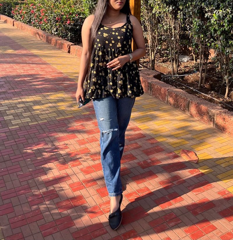 sunflower print strap top
