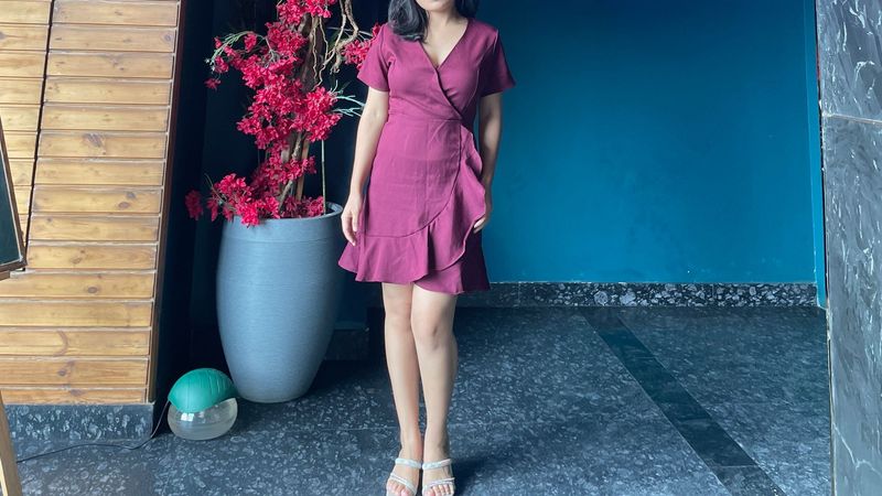 Burgundy Wrap Mini Dress