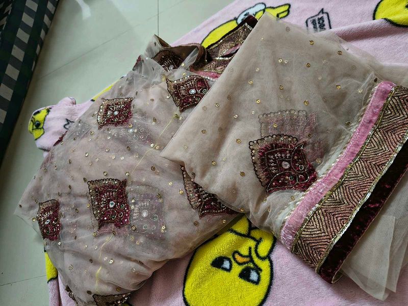 full work bridal saree with blouse piece