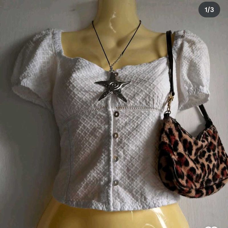 White Puff Sleeve Top