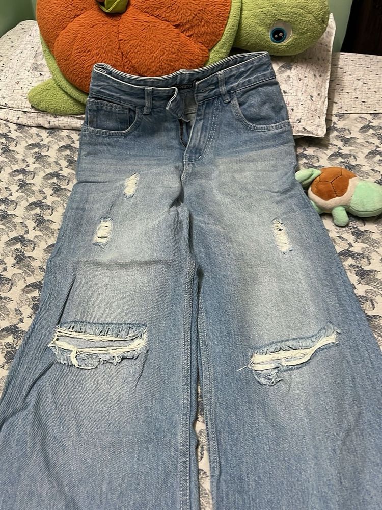 Wide Leg Distressed Jeans