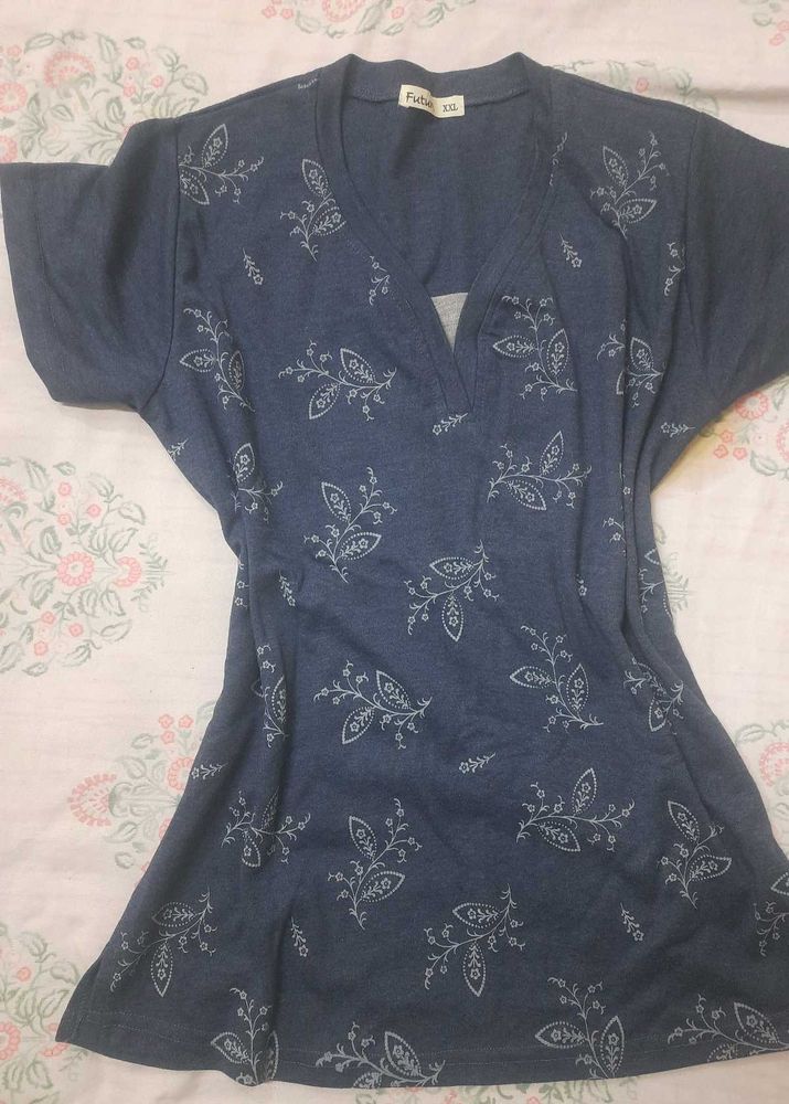 Blue Floral Print T-Shirt