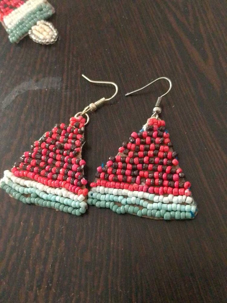Beaded Triangle Earrings