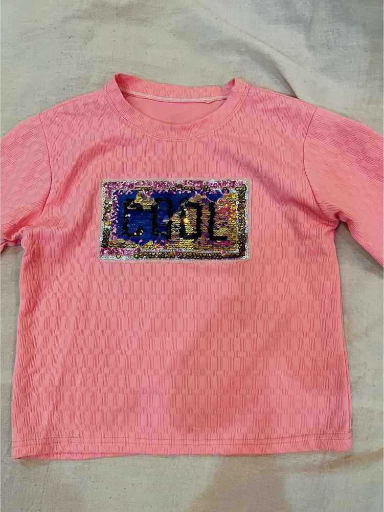 Pink 'COOL' Sequin top